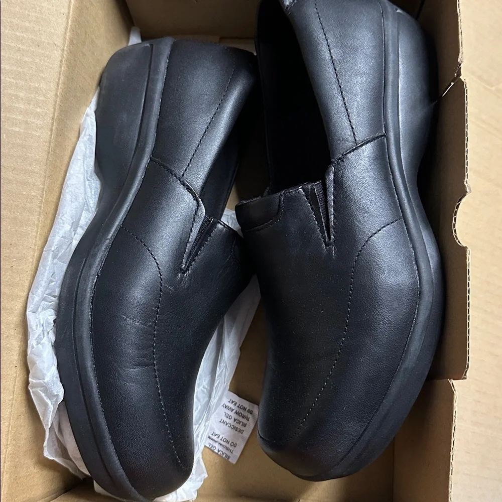 Worx Womens Black Leather Slip On Work Comfort Slip Resistant Shoes Sz‎ 10 M